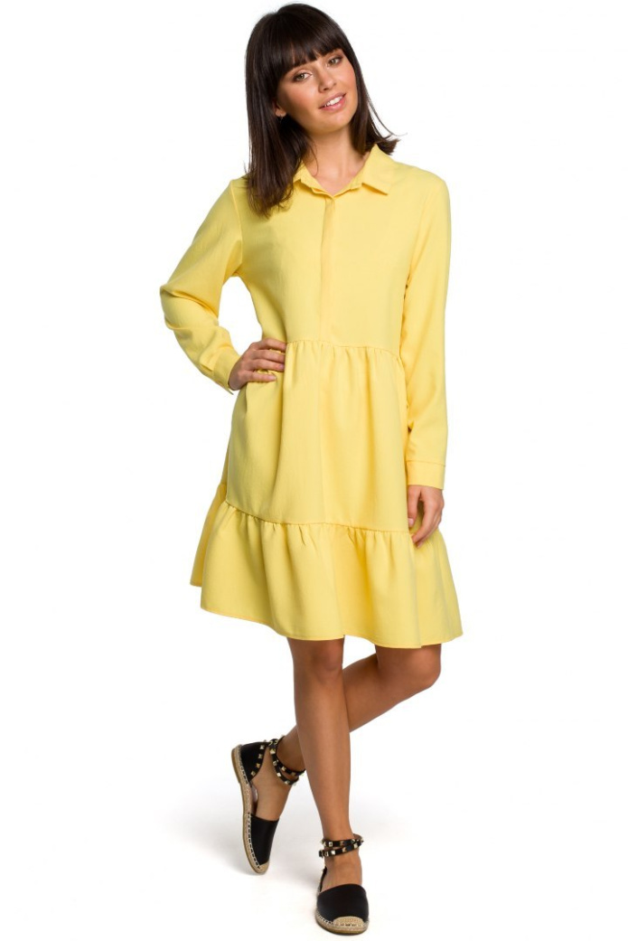 Sukienka Midi - Luźna - żółta